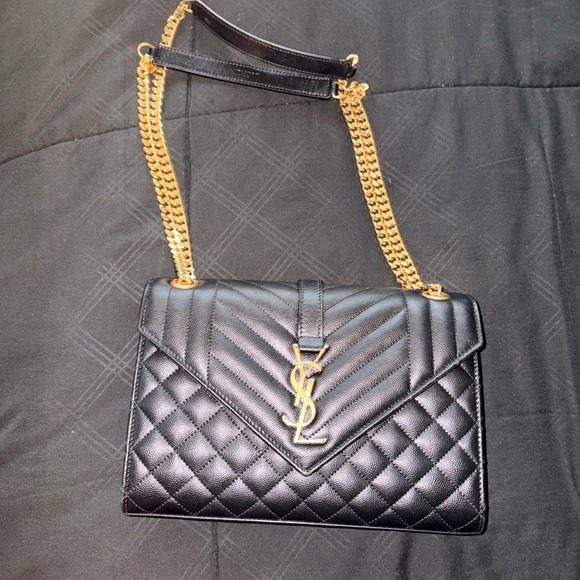 Yves Saint Laurent Handbags - Authentic YSL Medium Cassandra Quilted Leather Envelope Bag